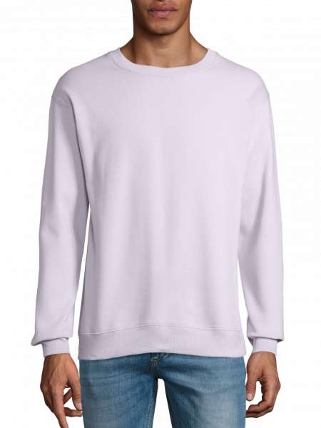un homme de face portant le sweat Columbia à personnaliser en coloris Lilas