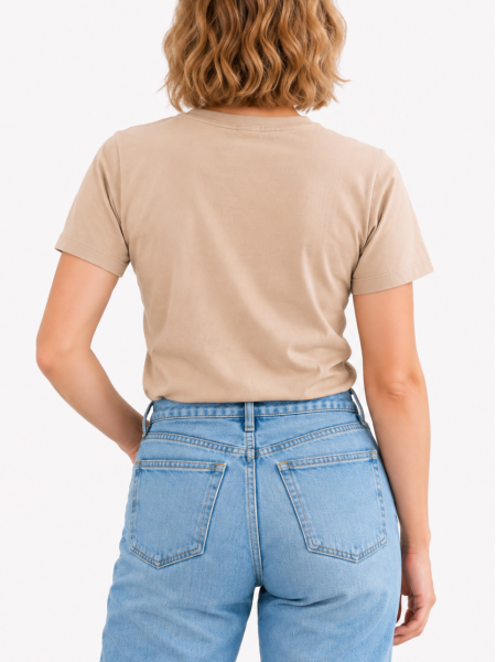 Vue de dos femme tee-shirt Regent en coloris sable à personnaliser avec votre logo Vue de dos femme tee-shirt Regent en coloris sable à personnaliser avec votre logo
