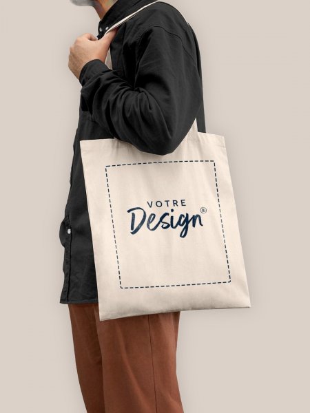 Le tote bag W101 en coloris Natural personnalisé avec votre design dans la zone de personnalisation