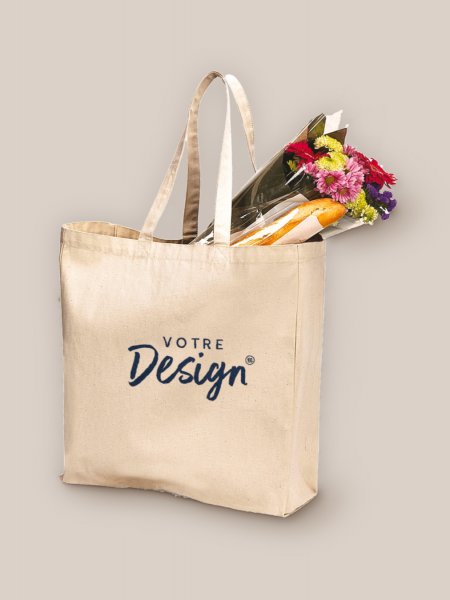 Sac shopping en toile Westford Mill W108 Natural personnalisé avec votre design