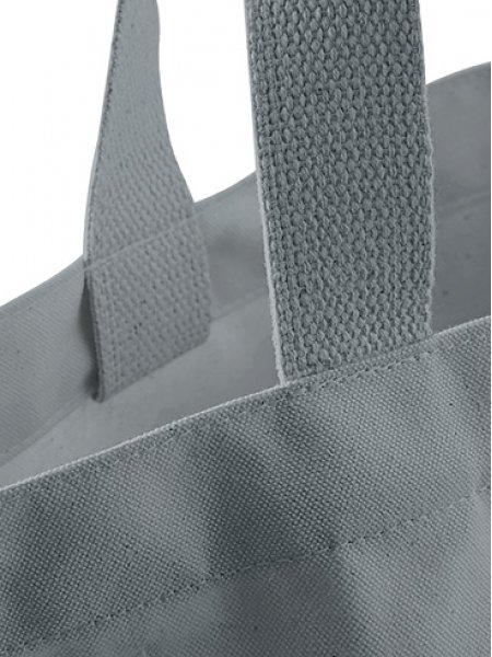 Zoom sur les détails du sac personnalisable WM850 en coton bio, coloris gris pur Zoom sur les détails du sac personnalisable WM850 en coton bio, coloris gris pur