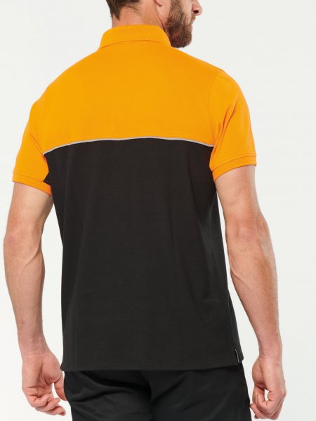 Dos du polo workwear bicolore WK210 personnalisable en coloris Orange