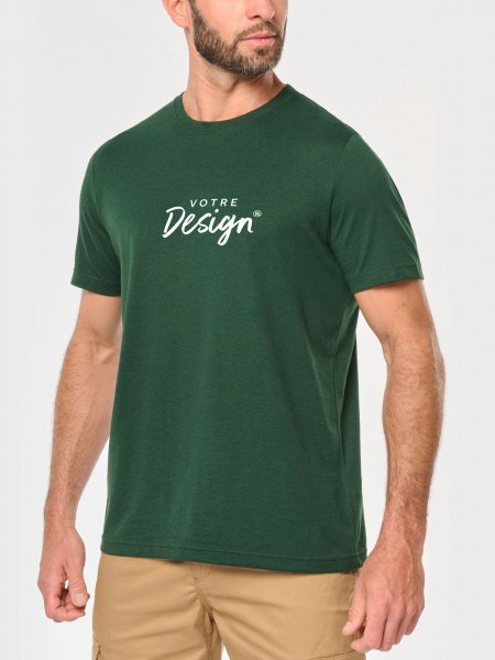 mannequin homme de face portant le T-shirt col rond écoresponsable homme personnalisable
