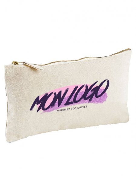 Pochette en coton personnalisable WM530 en coloris natural avec exemple de logo imprimé