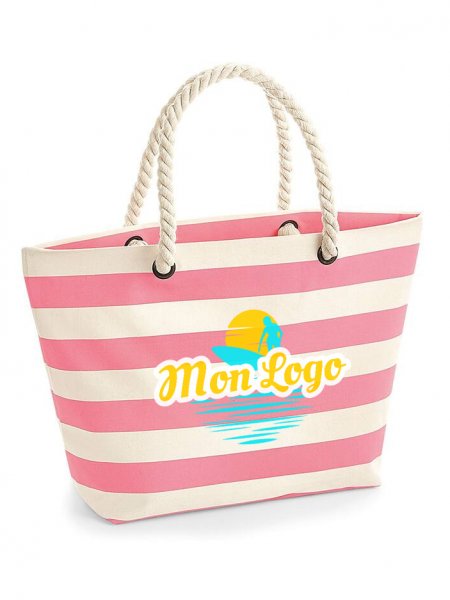 Sac de plage à personnaliser WM680 en coloris pink avec logo Sac de plage à personnaliser WM680 en coloris pink avec logo