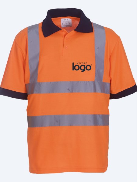 Polo haute visibilité orange fluo à personnaliser Polo haute visibilité orange fluo à personnaliser