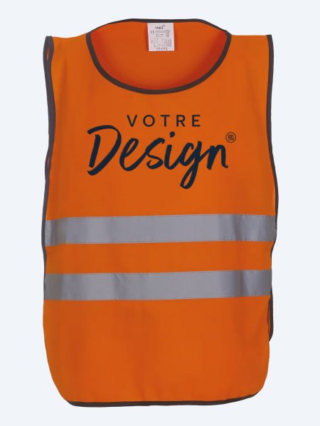 Chasuble haute visibilité orange fluo à personnaliser Chasuble haute visibilité orange fluo à personnaliser
