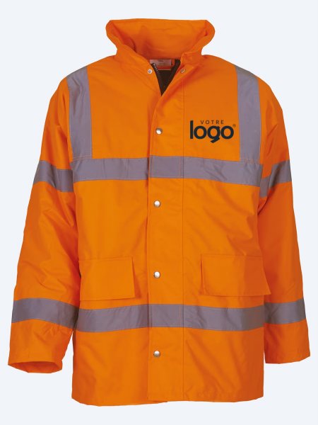 Parka haute visibilité orange fluo à personnaliser Parka haute visibilité orange fluo à personnaliser