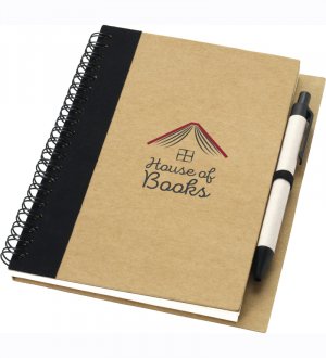 Carnet de note recyclé à personnaliser avec exemple de logo imprimé sur la couverture Carnet de note recyclé à personnaliser avec exemple de logo imprimé sur la couverture