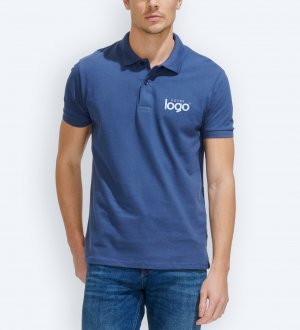 Polo homme Perfect coloris bleu ardoise avec votre logo Polo homme Perfect coloris bleu ardoise avec votre logo