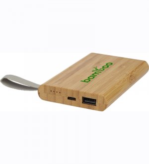 Batterie portable en bambou avec exemple de personnalisation Batterie portable en bambou avec exemple de personnalisation