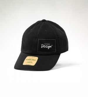 Casquette baseball Atlantis AT254 de face vue 3/4 face de la casquette baseball Atlantis AT254 en coton bio dans le coloris Black