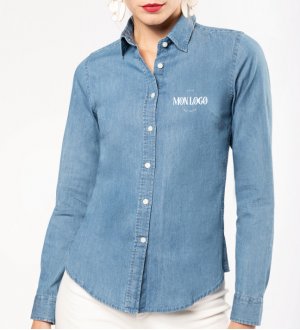 Exemple de logo floqué sur la chemise pour femme K509 Exemple de logo floqué sur la chemise pour femme K509