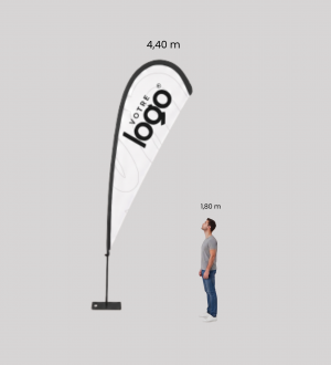 Oriflamme Publicitaire Goutte 4.40m Personnalisé - Pack Complet