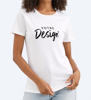 Mannequin femme de face portant le t-shirt IMPERIALW 11502 couleur blanc