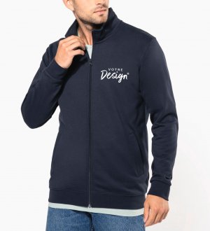 mannequin homme portant la Veste molleton zippée homme personnalisable