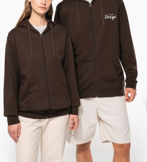 mannequin homme et femme portant le Sweat-shirt zippé capuche personnalisable