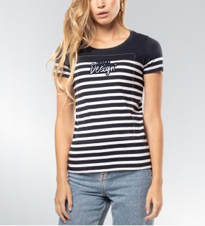 Votre design imprimé sur le tee-shirt marinière pour femme K3034 en coloris navy / white Votre design imprimé sur le tee-shirt marinière pour femme K3034 en coloris navy / white