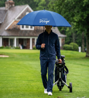 mannequin homme portant le Grand parapluie de golf ouvert