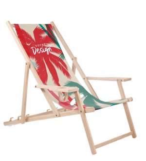 Chaise longue avec porte-gobelet et housse amovible personnalisable Chaise longue avec porte-gobelet et housse amovible personnalisable