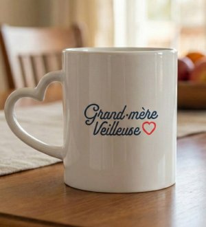 Mug coeur Grand-mère veilleuse de face 