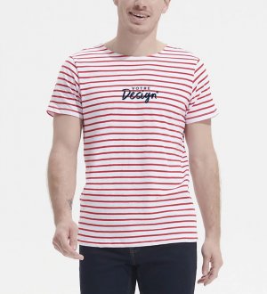 mannequin homme de face portant le T-shirt homme marinière personnalisable