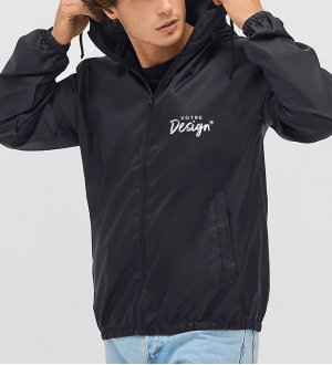 Mannequin homme portant la veste coupe-vent unisexe déperlante personnalisable sol's 04758 Mannequin homme portant la veste coupe-vent unisexe déperlante personnalisable sol's 04758