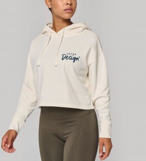 mannequin femme de face portant le Sweat-shirt crop à capuche femme personnalisable