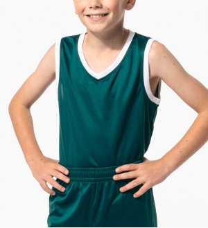 mannequin enfant garçon de face portant le Maillot de basket-ball enfant PA4052