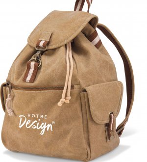 Sac à dos vintage en toile personnalisable de face Sac à dos vintage en toile personnalisable de face