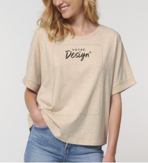 STTW089 face heather rainbow Femme portant le t-shirt Stanley / Stella Rocker référence STTW089 de couleur heather rainbow de face