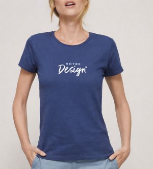 Tee-shirt pour femme en coton bio Crusader Women en coloris Denim avec votre design dans la zone de personnalisation Tee-shirt pour femme en coton bio Crusader Women en coloris Denim avec votre design dans la zone de personnalisation