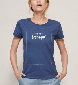 Tee-shirt Crusader Women en coloris Denim personnalisable Tee-shirt pour femme en coton bio Crusader Women en coloris Denim avec votre design dans la zone de personnalisation