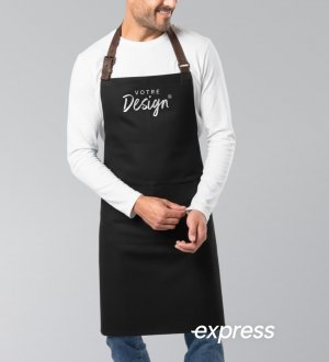 mannequin homme de face portant le Tablier coton vintage personnalisable
