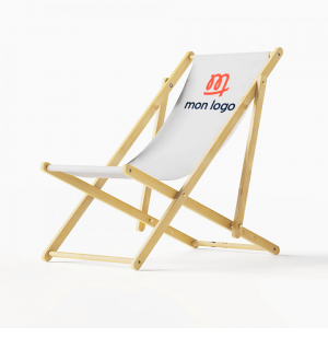 Chaise de plage/transat en bois avec exemple logo imprimé Chaise de plage/transat en bois avec exemple logo imprimé