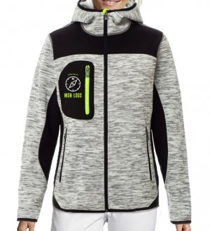 Veste softshell femme Trip Lady en coloris Grey Melange avec exemple de logo imprimé Veste softshell femme Trip Lady en coloris Grey Melange avec exemple de logo imprimé