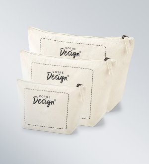 Pochettes en coton bio WM840 en coloris natural, avec zone de personnalisation sur les trois formats Pochettes en coton bio WM840 en coloris natural, avec zone de personnalisation sur les trois formats