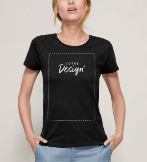 t-shirt bio femme en coloris black à personnaliser  t-shirt bio femme en coloris black à personnaliser