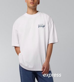 mannequin homme de face portant T-shirt unisexe oversize à personnaliser 