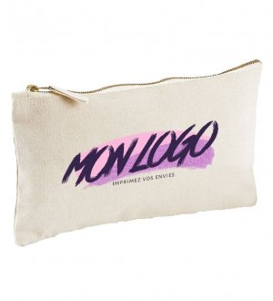 Pochette en coton personnalisable WM530 en coloris natural avec exemple de logo imprimé Pochette en coton personnalisable WM530 en coloris natural avec exemple de logo imprimé