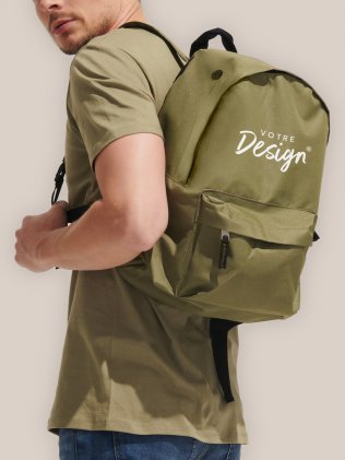 Sac à dos Rider coloris Army personnalisé avec votre design imprimé sur le panneau avant