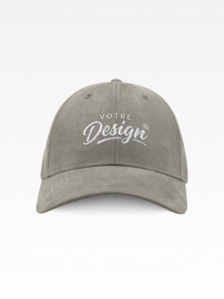 Exemple de marquage personnalisé sur la casquette Daim AT058, coloris gris