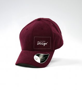 Casquette Daim AT058 personnalisable avec votre logo, vue de 3/4  en coloris Burgundy