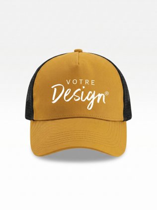 Exemple de marquage personnalisé sur la casquette trucker 5 panneaux premium AT085