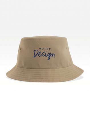 Exemple de marquage personnalisé sur le bob personnalisé en polyester recyclé AT206 Exemple de marquage personnalisé sur le bob personnalisé en polyester recyclé AT206