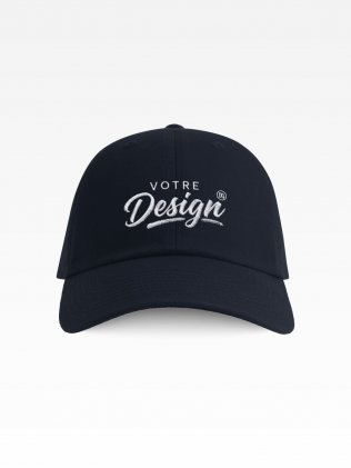 Casquette baseball Atlantis AT254 en coton bio personnalisable, coloris Navy, logo brodé Votre Design