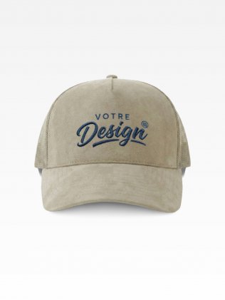 Exemple de marquage personnalisé sur la casquette trucker effet daim AT277 Exemple de marquage personnalisé sur la casquette trucker effet daim AT277