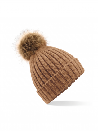Bonnet epais avec pompon en fausse fourrure personnalisable Bonnet epais avec pompon en fausse fourrure personnalisable