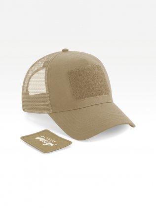 Casquette filet B641 Desert Sand personnalisée avec votre logo brodé sur le patch amovible