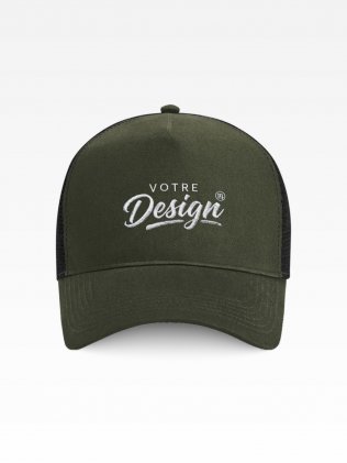 Exemple de marquage personnalisé sur la casquette Trucker filet BF640 Exemple de marquage personnalisé sur la casquette Trucker filet BF640